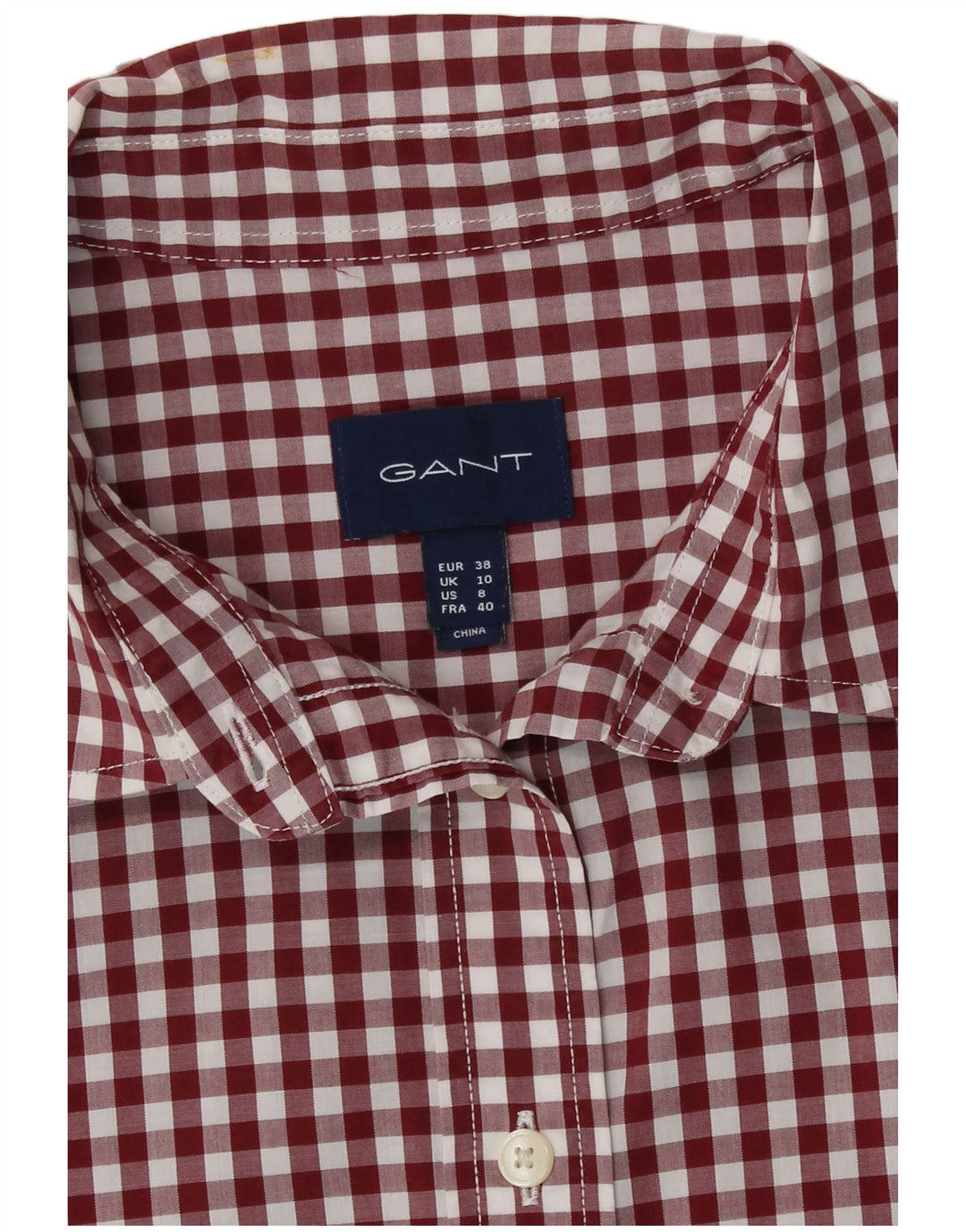 Gant Chemise Femme UK 10 Petit Coton Vichy Bordeaux