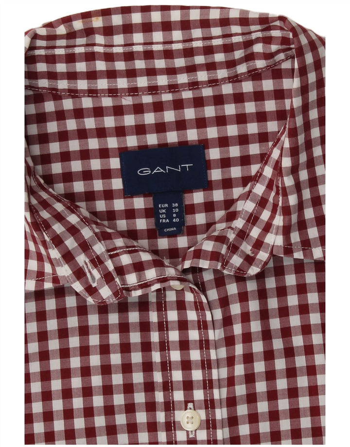 Gant Chemise Femme UK 10 Petit Coton Vichy Bordeaux