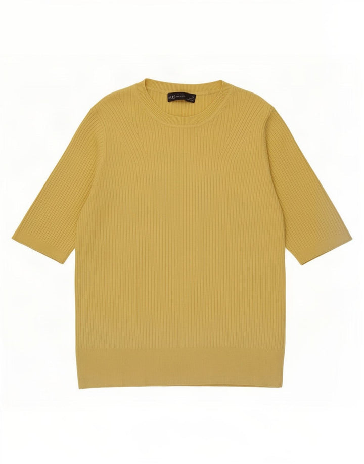 Marks & Spencer Pull à col rond pour femme UK 14 Jaune moyen