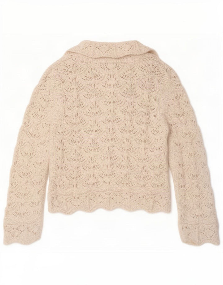 Zara Womens Cardigan Pull UK 14 Moyen Blanc