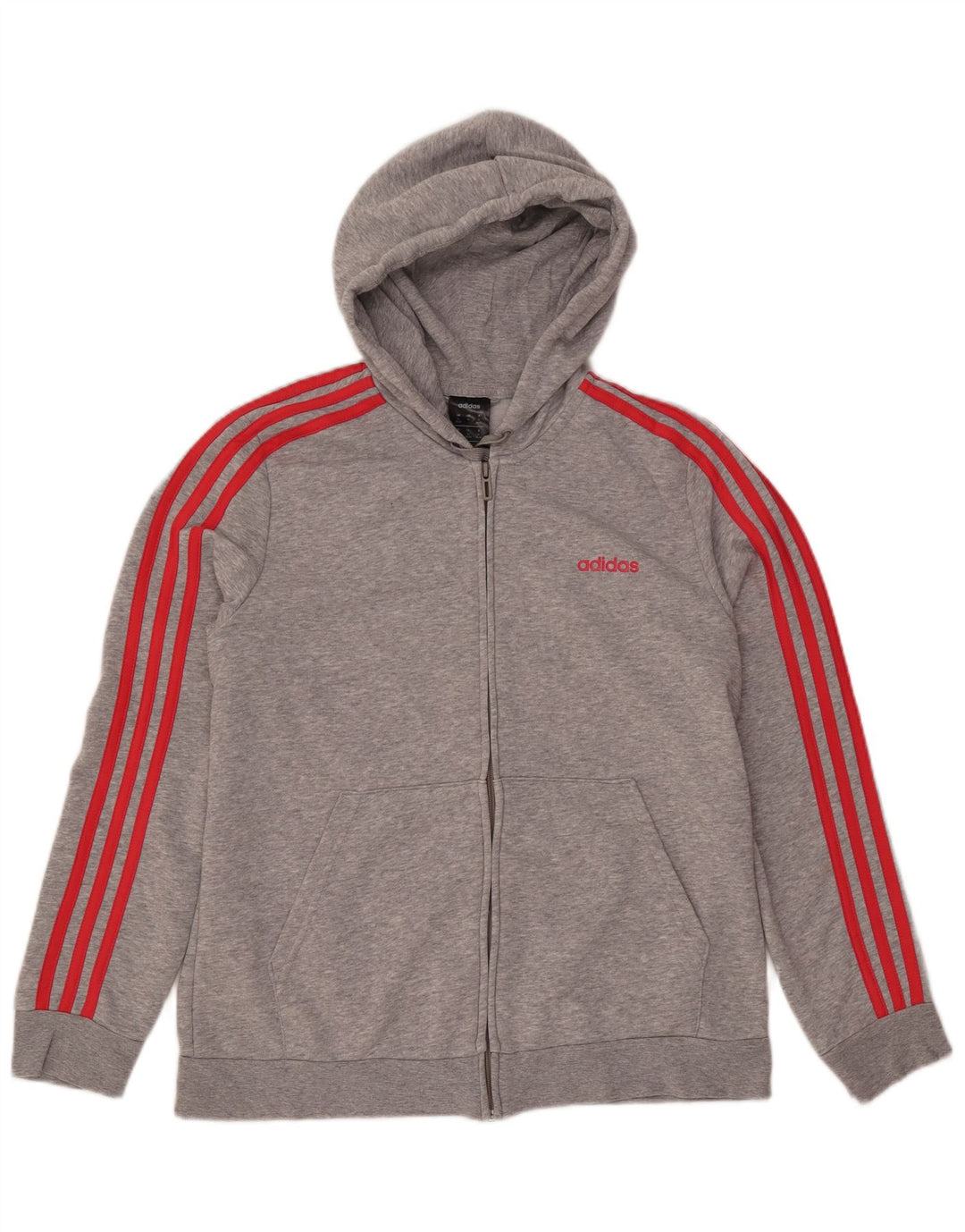 ADIDAS Pull à capuche zippé pour femme UK 20/22 XL Coton moucheté gris