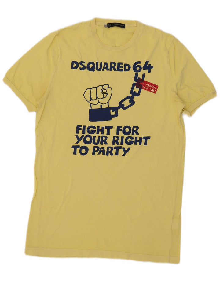 Dsquared2 T-Shirt Graphique Top Jaune Moyen Coton Homme