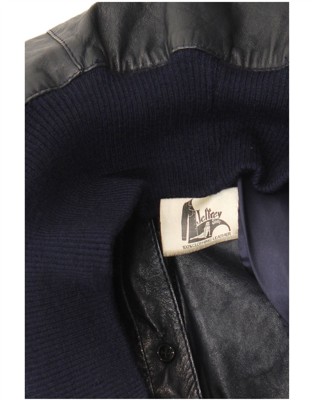 Veste Bombardier en Cuir Vintage pour Femme UK 14 Medium Bleu Marine