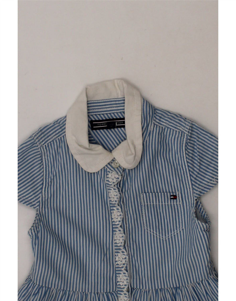 TOMMY HILFIGER Baby Girls Shirt Dress 9-12 Months Blue Striped Cotton Vintage Tommy Hilfiger and Second-Hand Tommy Hilfiger from Messina Hembry 