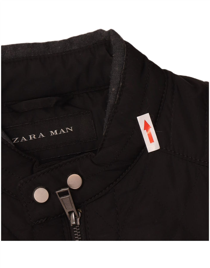 Zara Veste matelassée pour homme UK 40 Large Noir Polyester