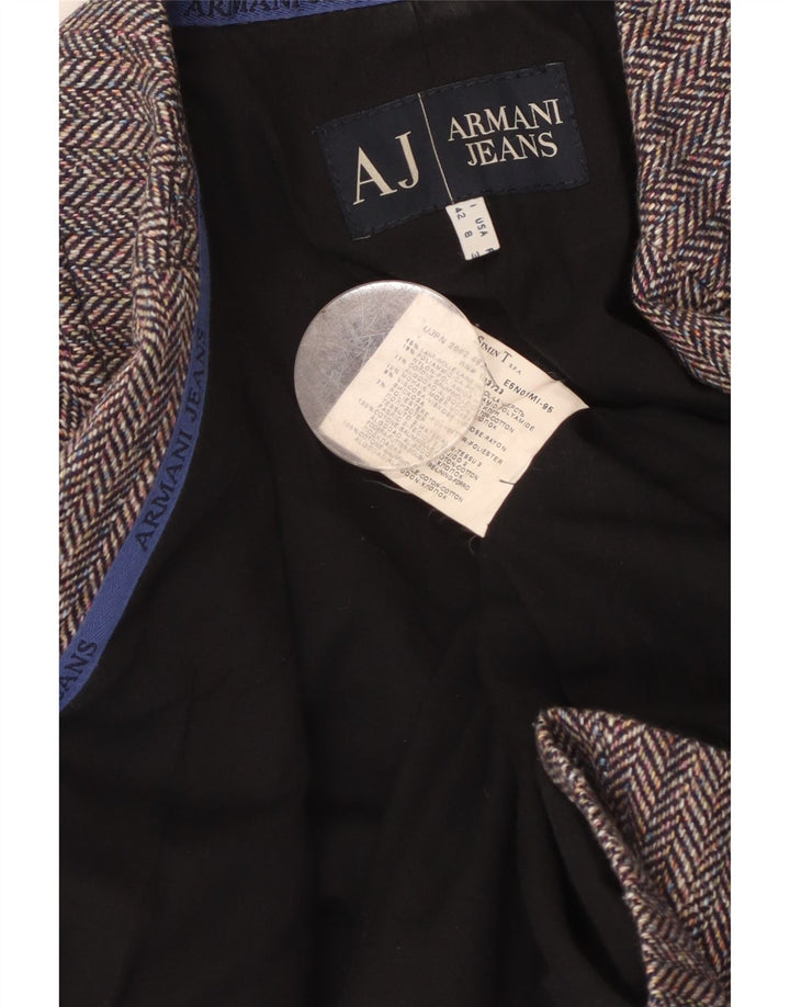 ARMANI JEANS Veste Blazer 4 Boutons Femme IT 42 Gris Moyen à Chevrons