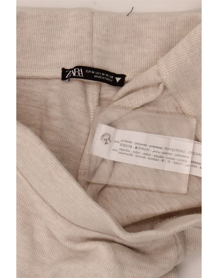 Zara Pantalon de survêtement pour femme UK 12 Polyester moucheté beige moyen