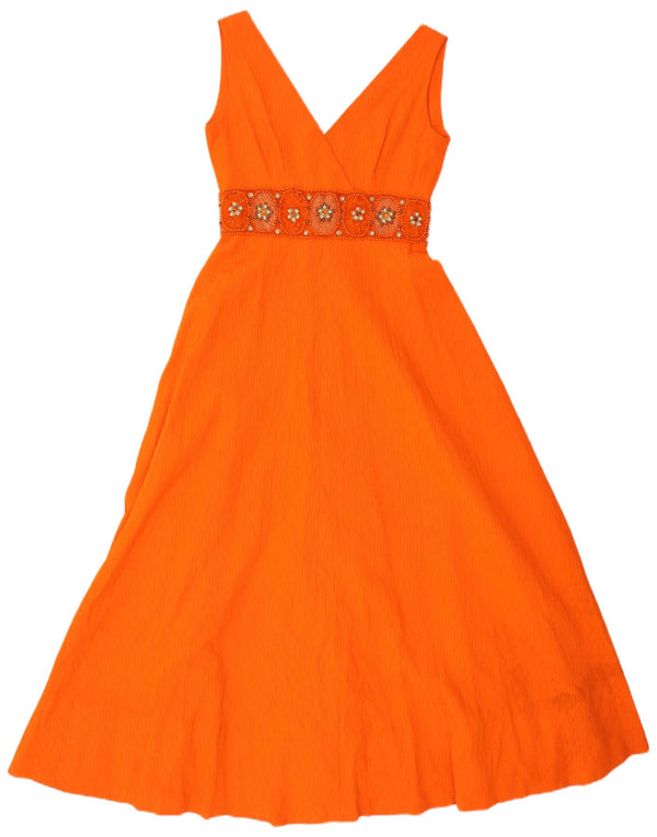 Vintage Womens Sleeveless A-Line Dress UK 10 Small Orange