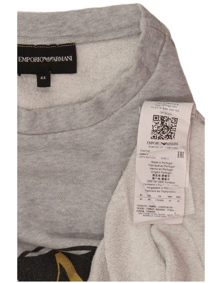 Emporio Armani Femmes Crop Sweatshirt Jumper IT 44 Gris Moyen Moucheté
