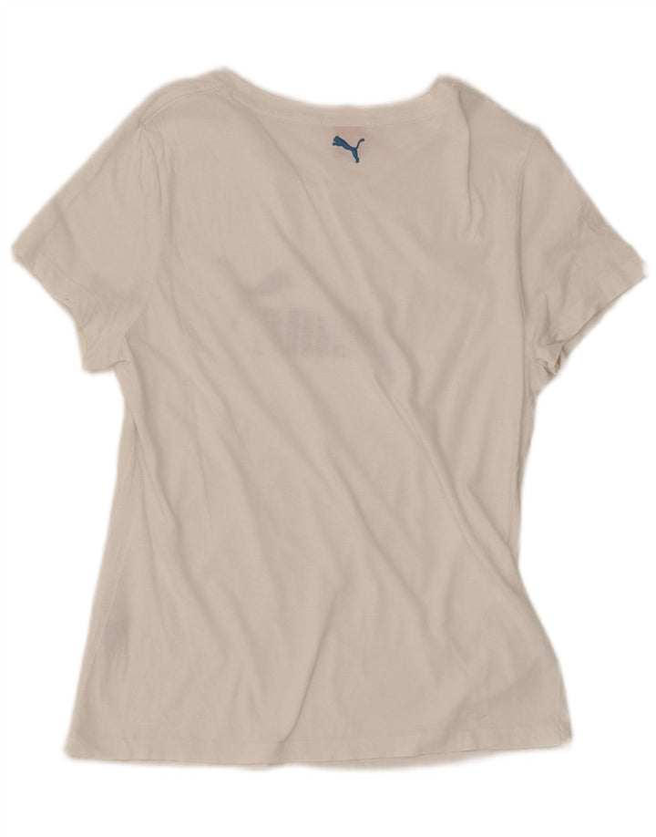 Puma T-shirt graphique pour femme UK 14 Large Blanc