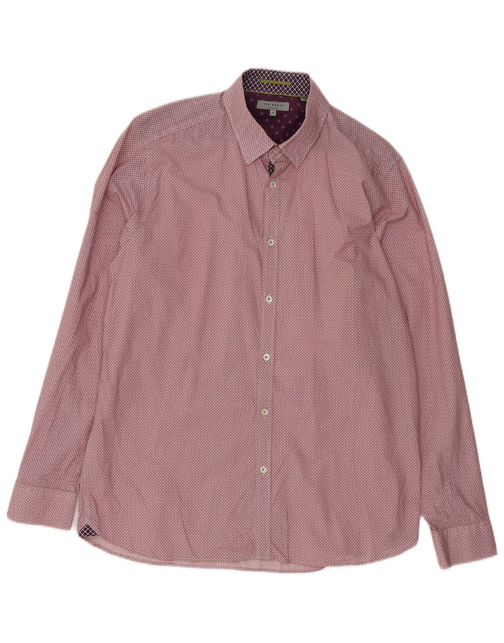 Ted Baker Chemise Homme Taille 5 XL Coton Floral Rouge
