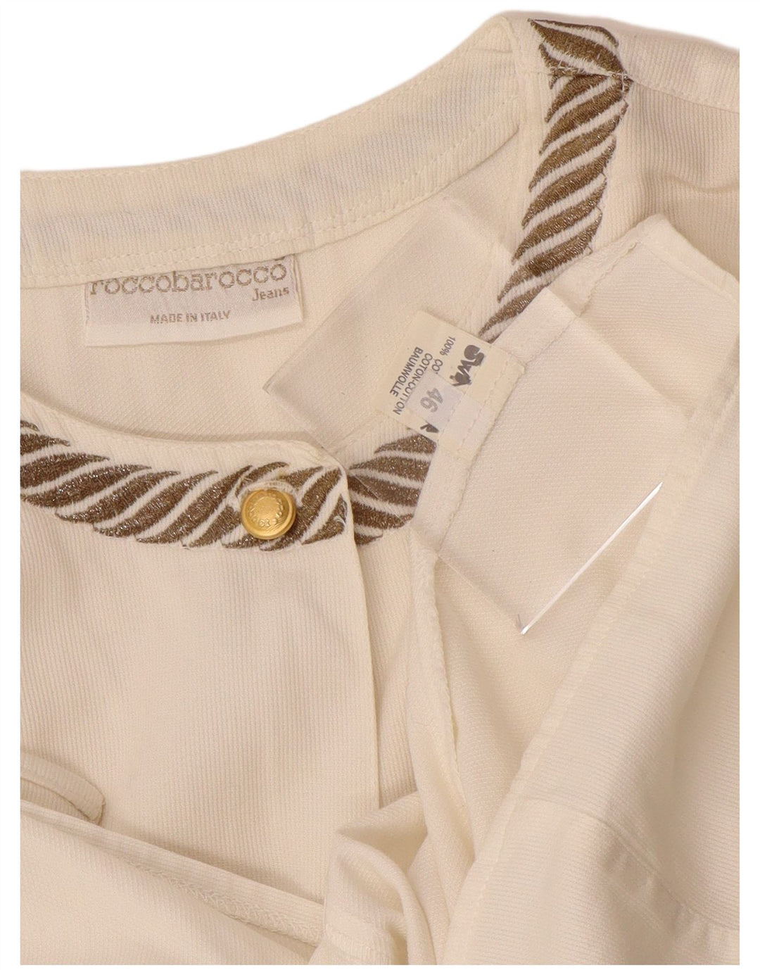 ROCCOBAROCCO Chemisier Femme IT 46 Grand Coton Rayé Blanc