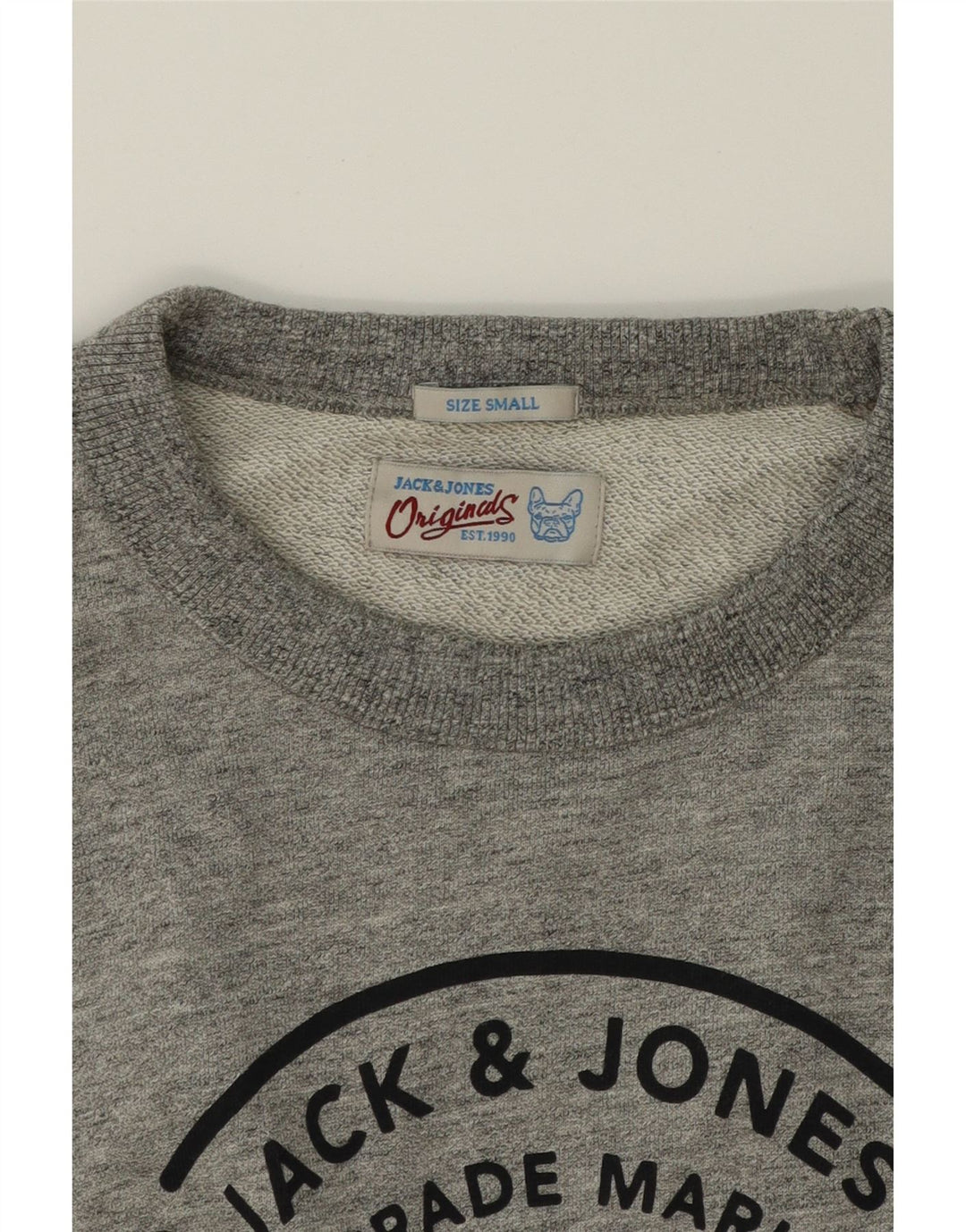 JACK & JONES Mens Graphic Sweatshirt Jumper Small Grey Cotton Vintage Jack & Jones and Second-Hand Jack & Jones from Messina Hembry 