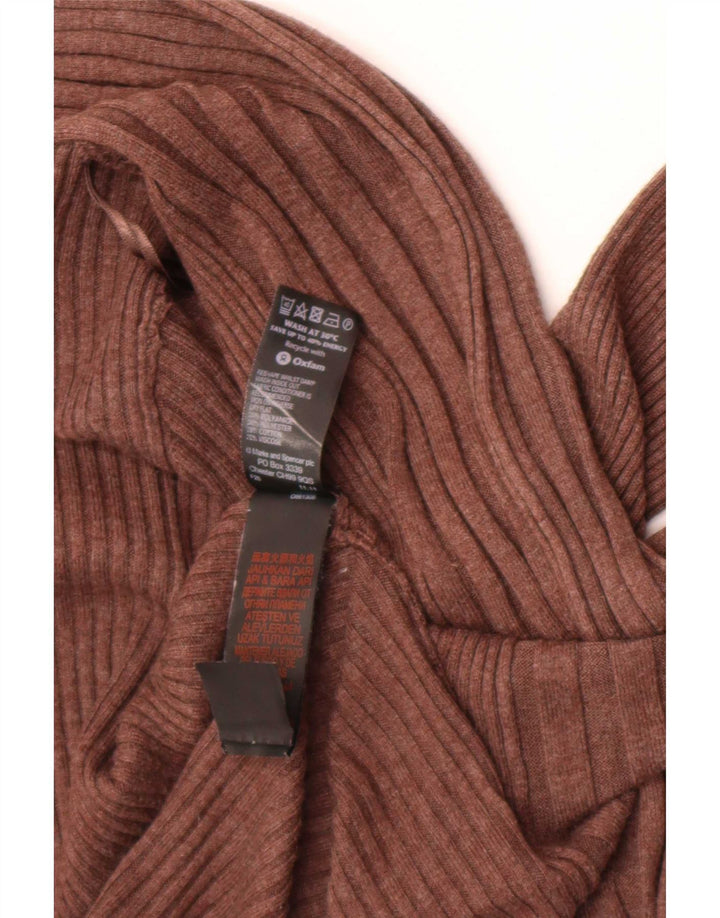 Marks & Spencer Pull cardigan ouvert asymétrique pour femme UK 14 Marron moyen