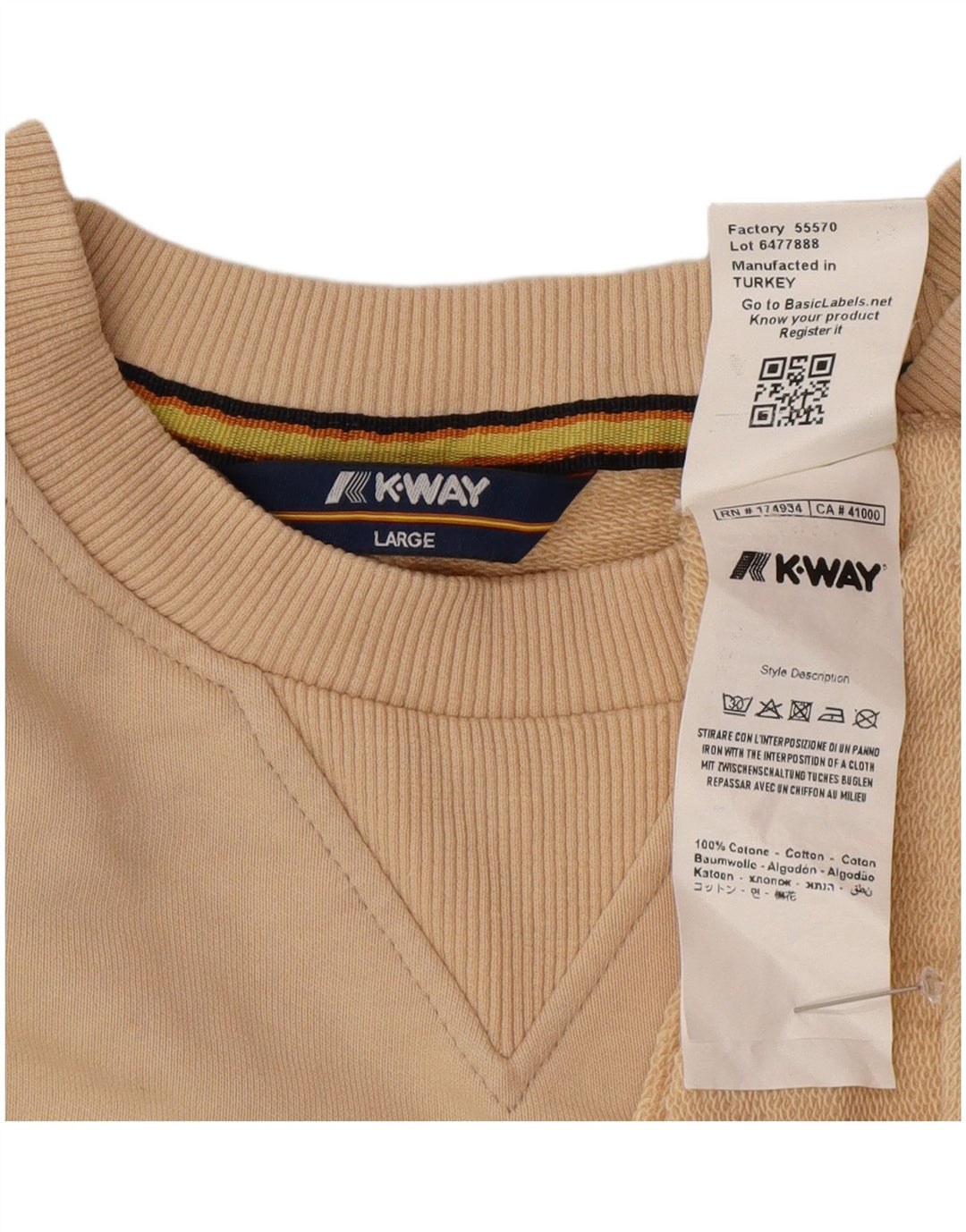 K-Way Sweat-shirt pour homme en coton beige Large