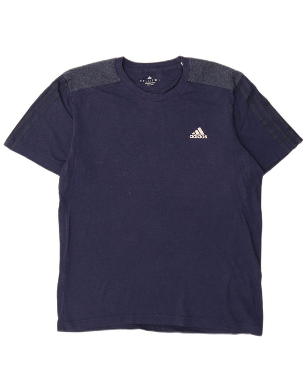 Adidas Homme Climalite T-Shirt Top Bleu Marine Moyen Coton
