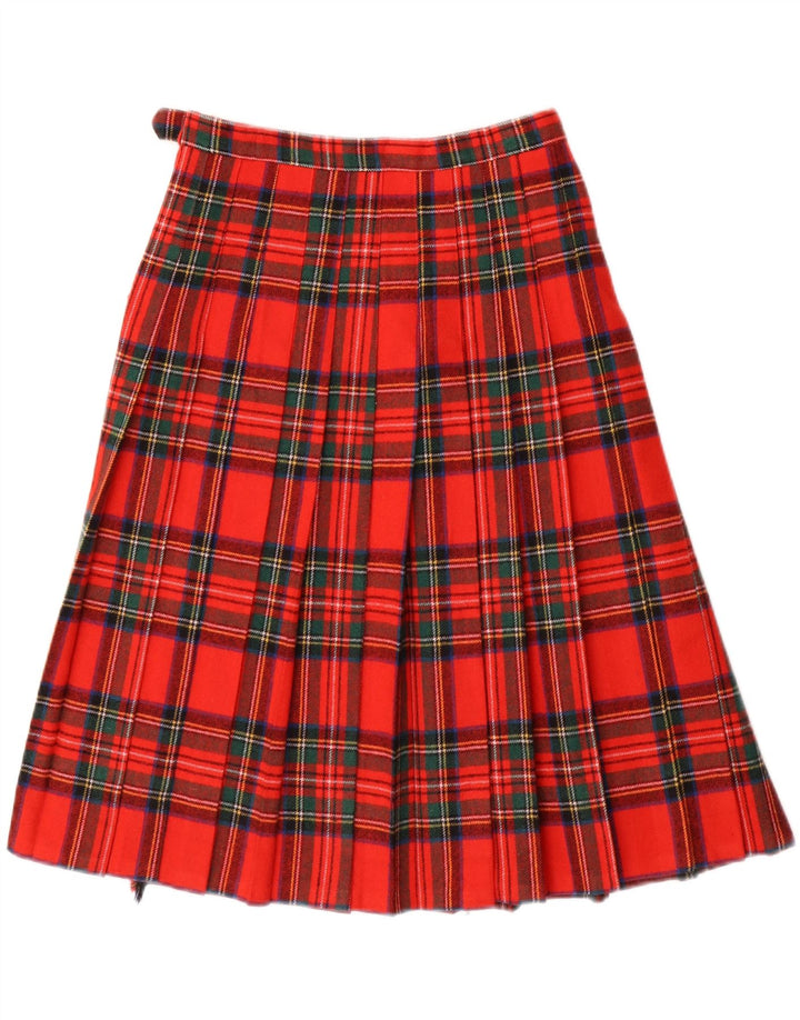 vintage Womens Wrap Jupe Plissée W26 Petit Plaid Rouge