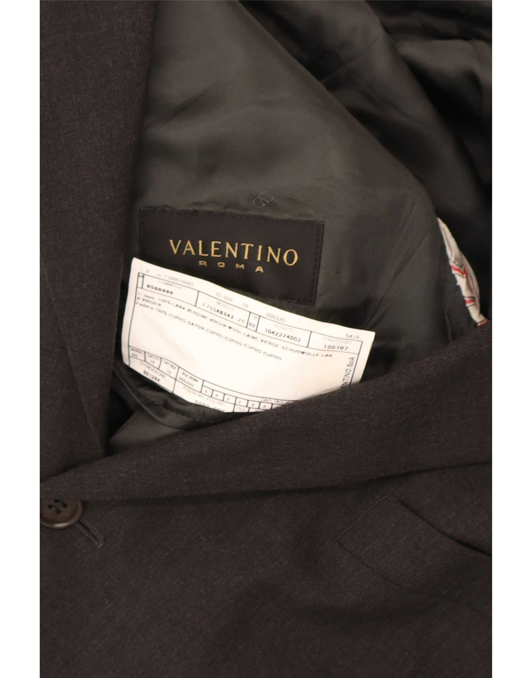 Valentino Veste Blazer 3 Boutons Homme IT 54 2XL Gris Laine