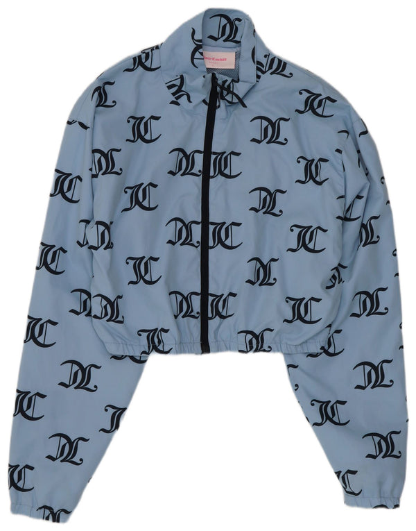 Juicy Couture Veste de survêtement courte graphique pour femme UK 14 Large Bleu