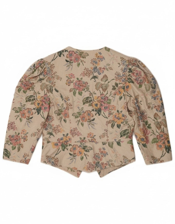 Eger Veste Blazer Femme Manches 3/4 1 Bouton IT 42 Beige Moyen Floral