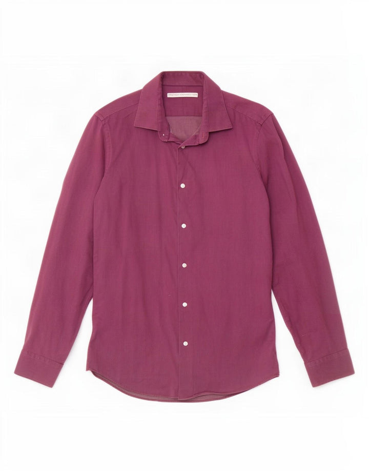 French Connection Chemise homme taille 15 coton tacheté violet moyen