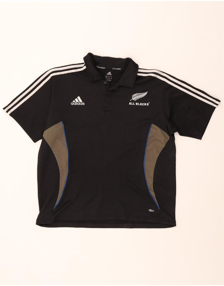 ADIDAS Polo néo-zélandais pour hommes UK 44/46 Large Black Colourblock