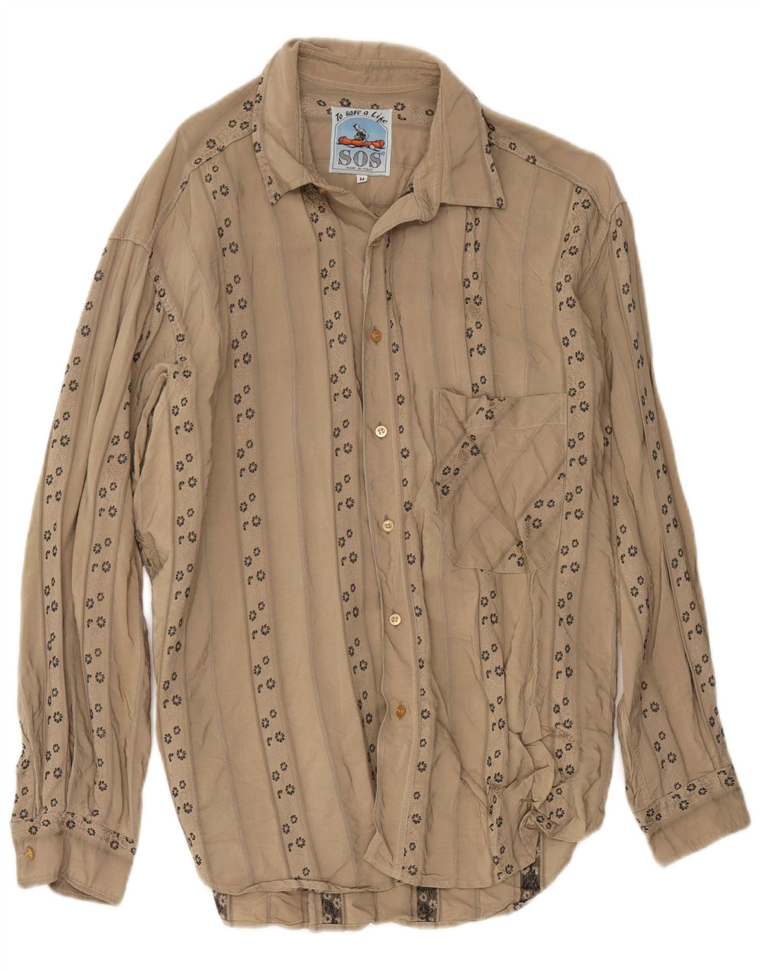Sos Chemise En Viscose Floral Beige Moyen Homme
