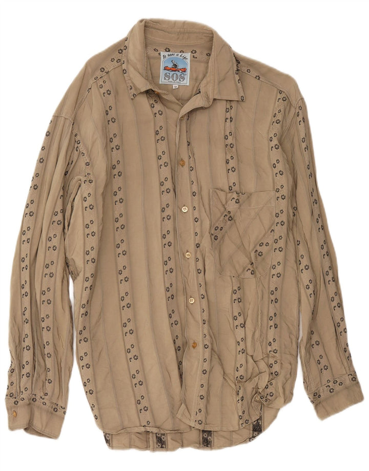 Sos Chemise En Viscose Floral Beige Moyen Homme