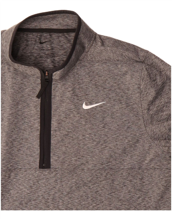Nike Haut de survêtement Dri Fit à col zippé pour homme - Gris chiné