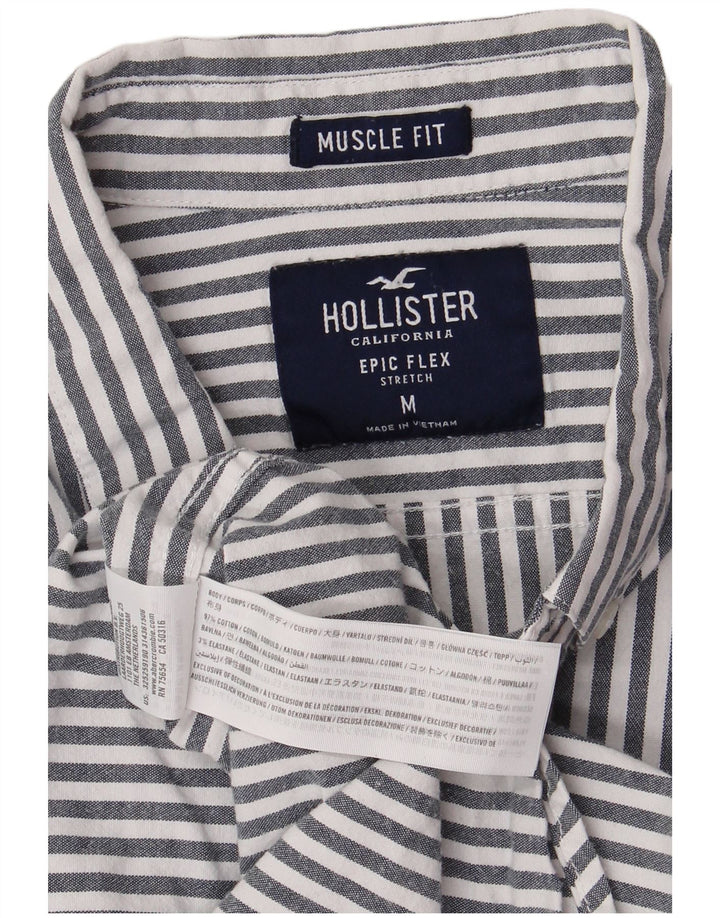 HOLLISTER Chemise Muscle Homme Gris Moyen Rayé Coton