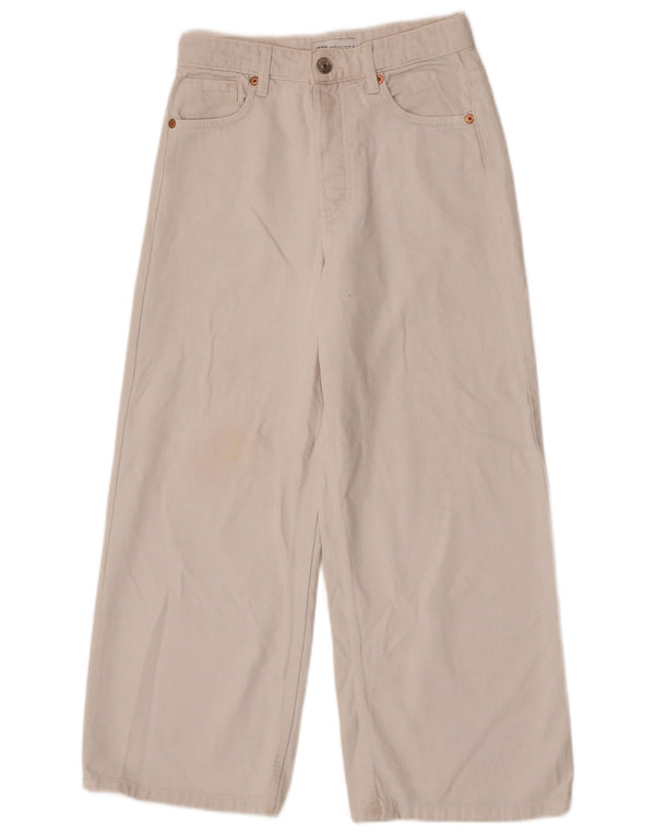 Zara Jean court à jambe large pour femme EU 36 XS W26 L24 en coton blanc