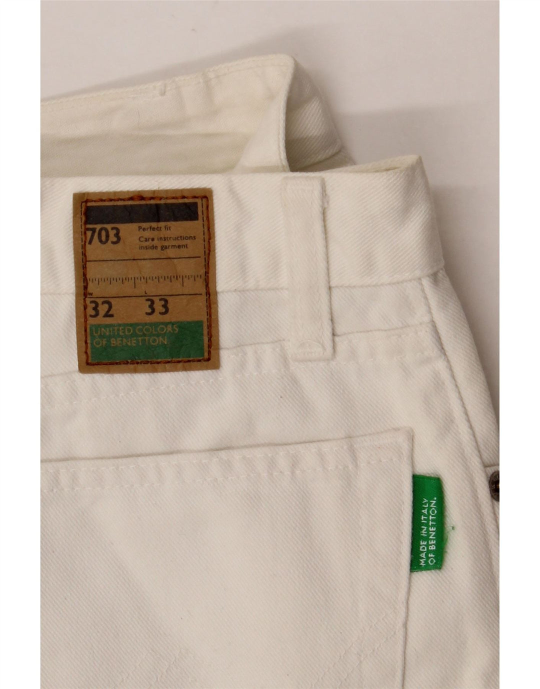 BENETTON Jean Fuselé Femme W32 L30 Coton Blanc