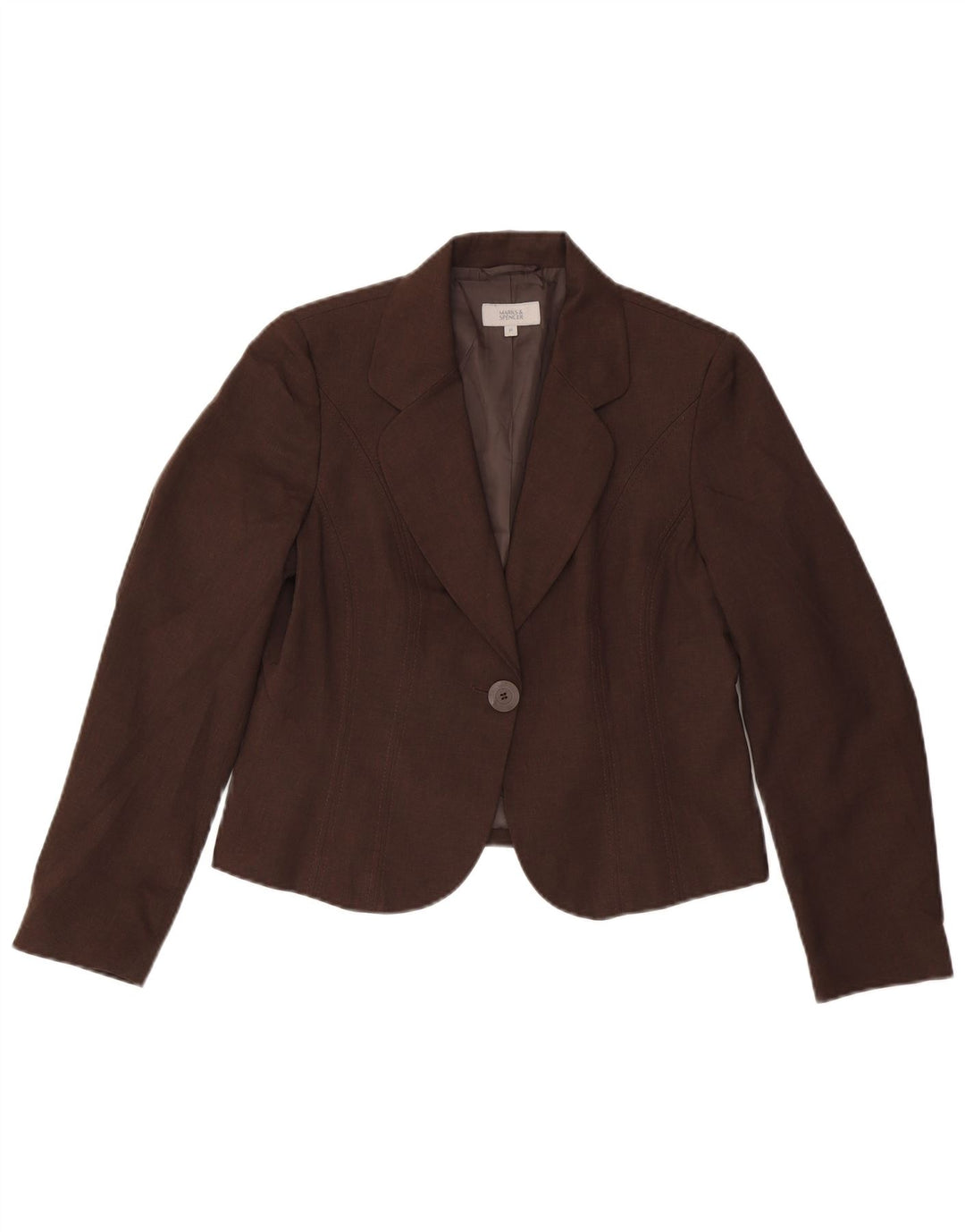 Marks & Spencer Veste blazer à 1 bouton pour femme UK 14 Marron moyen Polyester