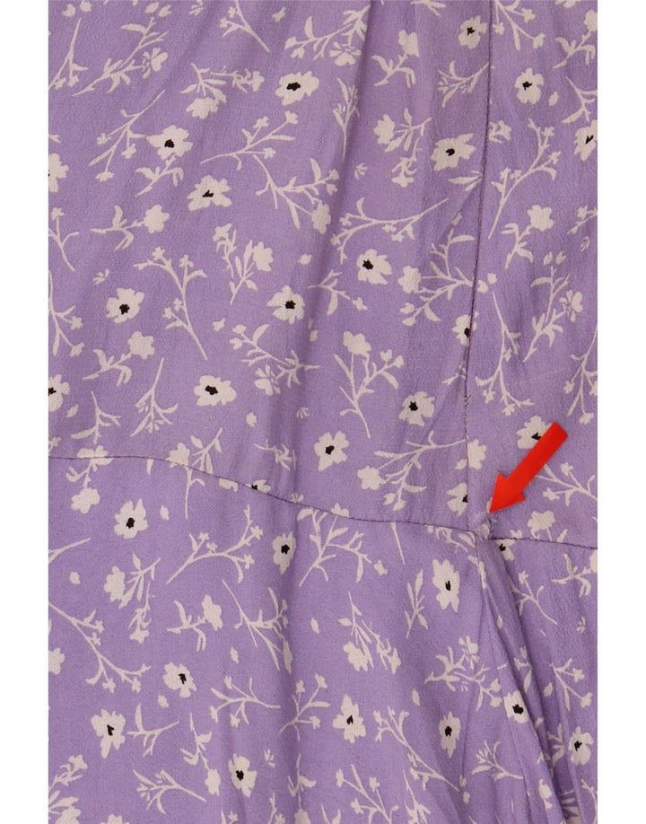 Zara Femme Mini Jupe Medium W28 Violet Floral Viscose