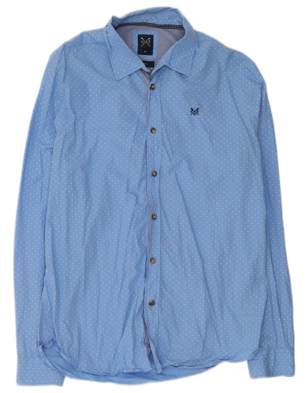 Crew Clothing Chemise Slim Fit Homme Bleu Géométrique Coton