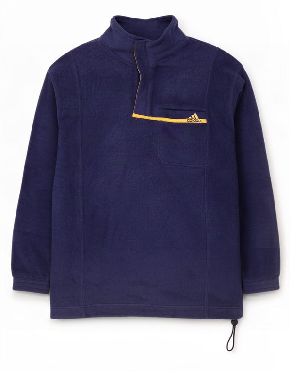 Adidas Pull polaire à col zippé pour homme UK 40/42 Bleu marine moyen Polyester