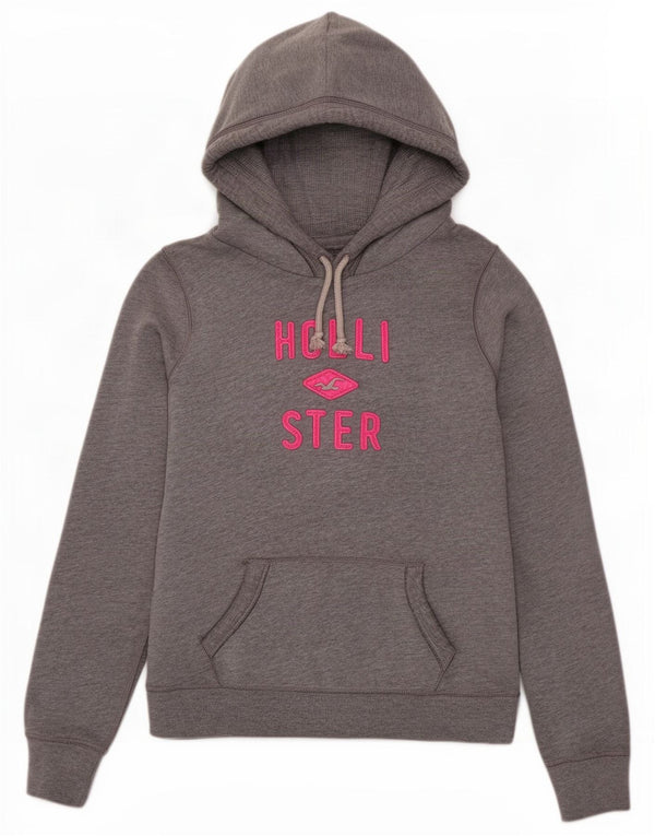 Hollister Pull à capuche graphique pour femme UK 16 Large Gris
