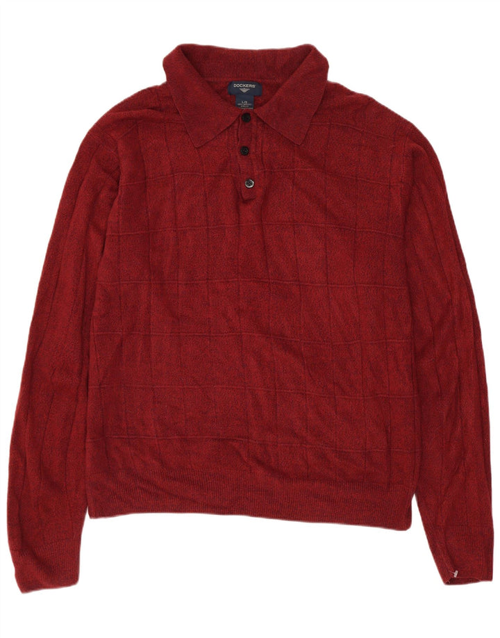 DOCKERS Pull à col polo pour homme en acrylique marron moyen