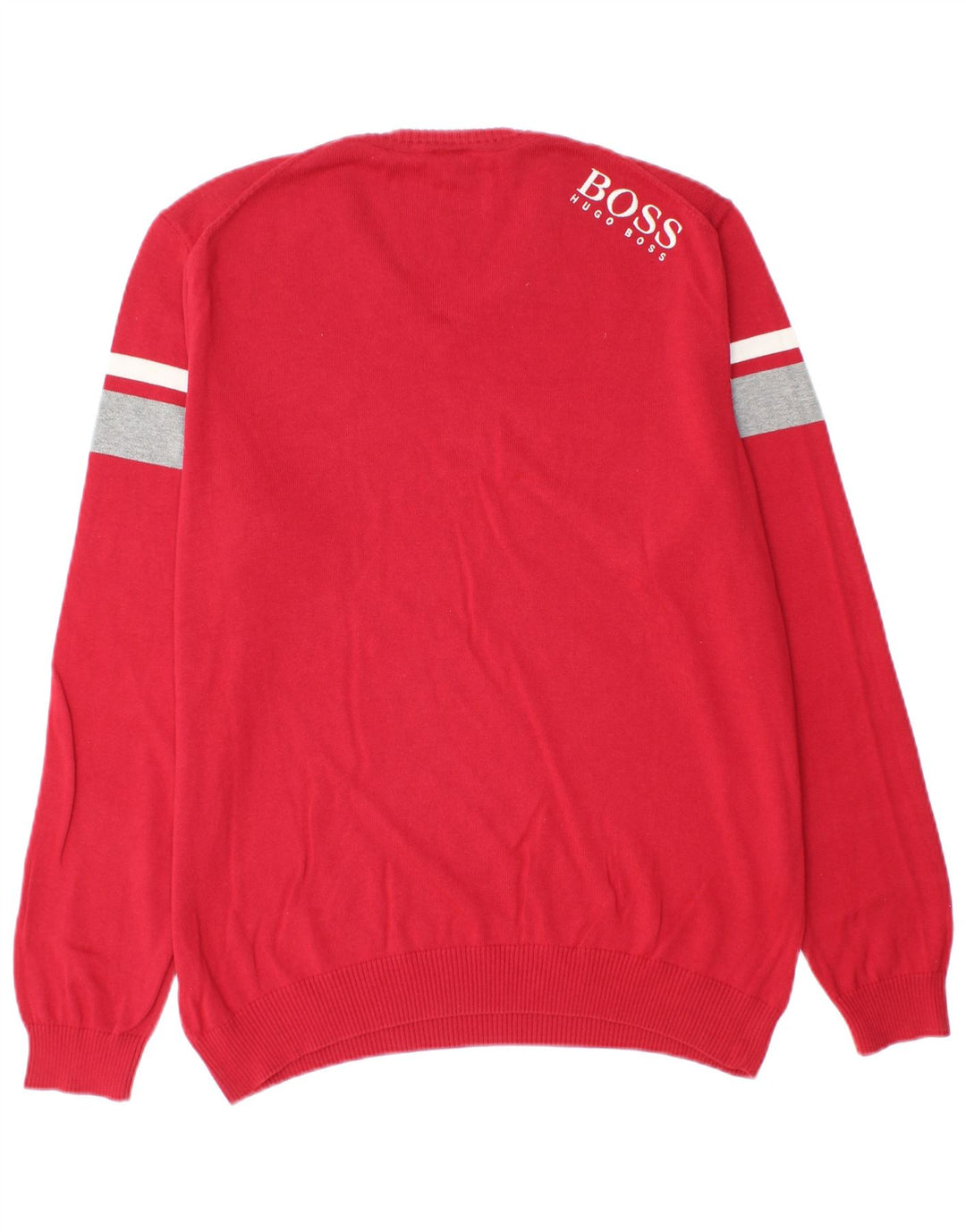 HUGO BOSS Pull Graphique à Col en V Homme Large Rouge Colourblock