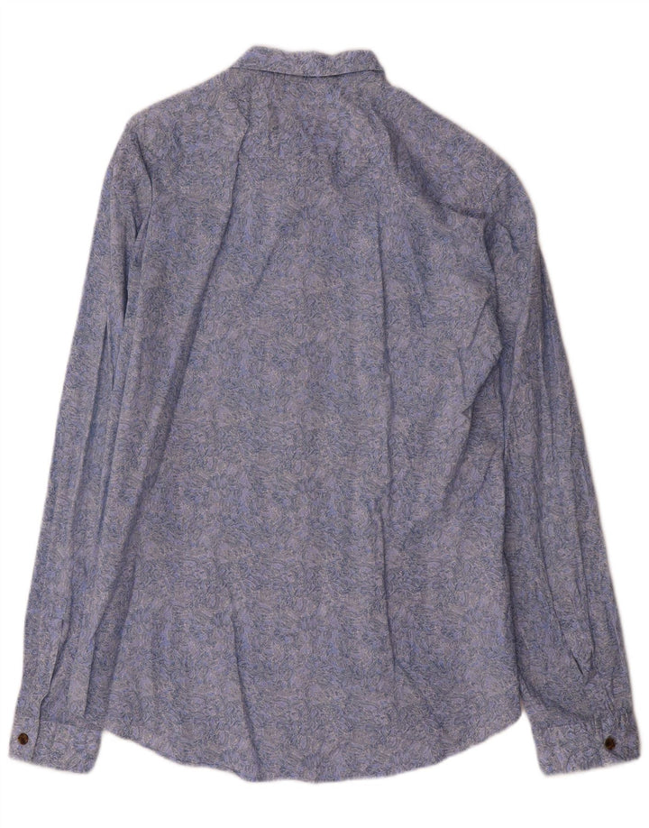 HUGO BOSS Chemise Slim Fit à motif abstrait en coton bleu moyen