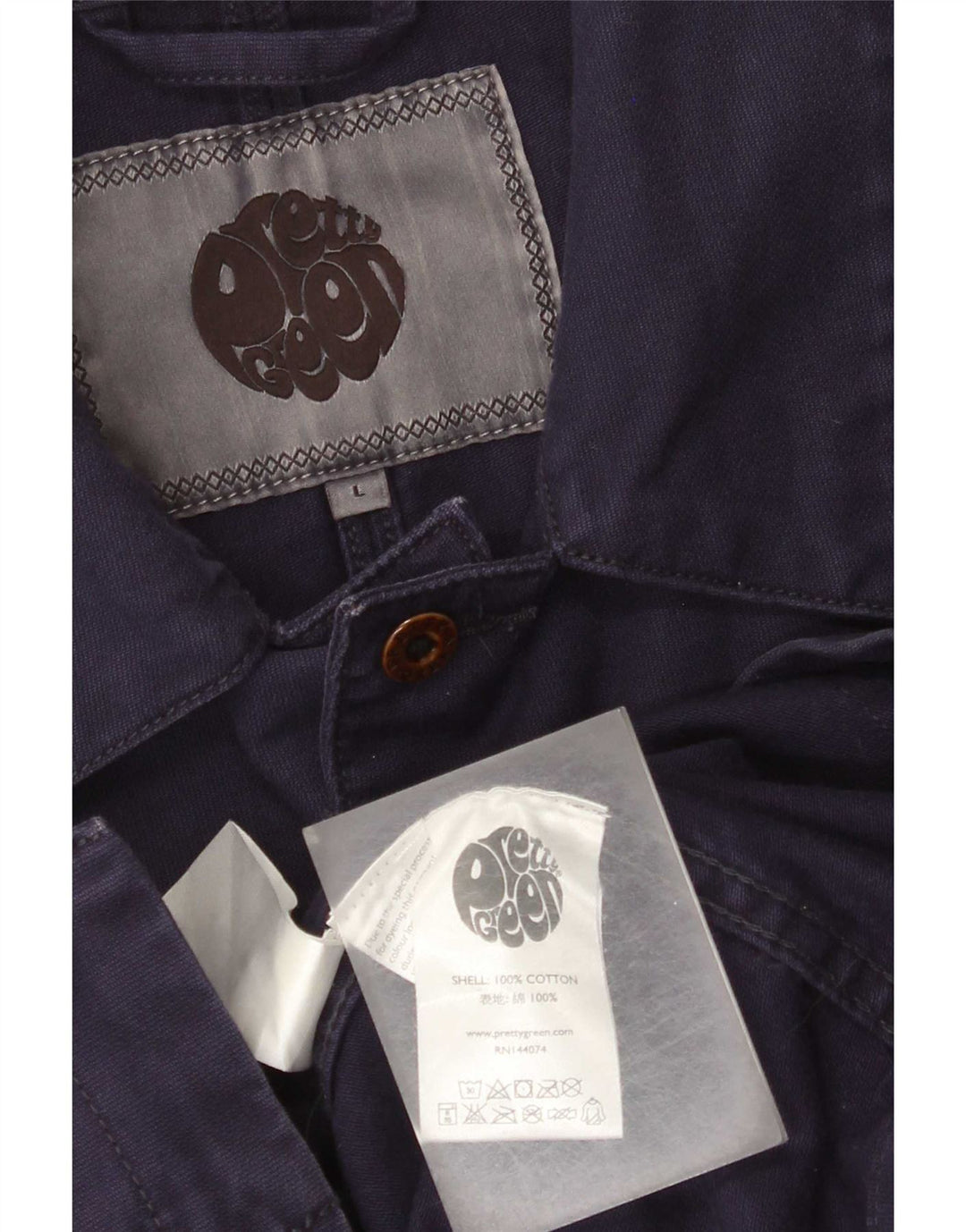 Pretty Green Veste utilitaire pour homme UK 40 Grand coton bleu marine