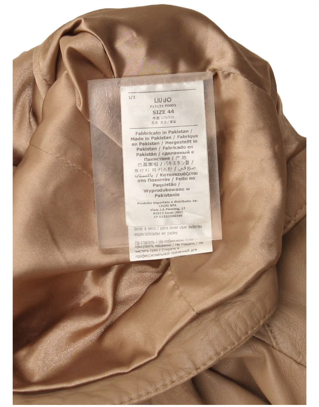 Liu Jo Veste de motard en cuir pour femme IT 44 Cuir beige moyen