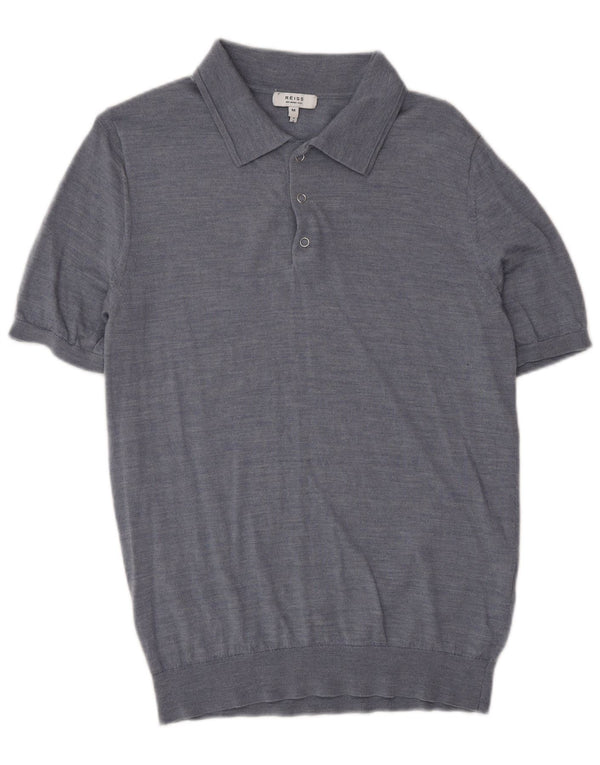 Reiss Polo Homme Bleu Moyen Laine