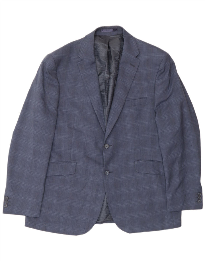 Pierre Cardin Veste Blazer 2 Boutons Homme IT 56 3XL Bleu Marine à Carreaux Laine