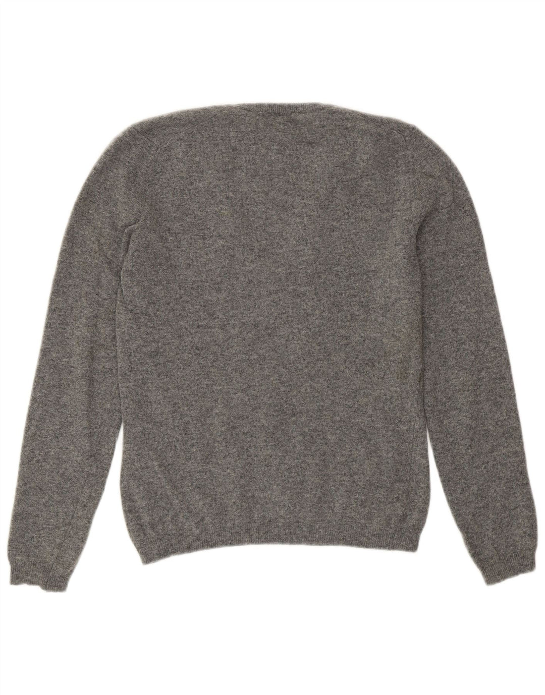 Benetton Pull col en V pour femme UK 42 Laine gris moyen