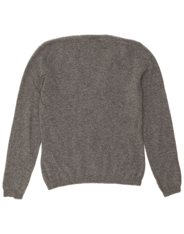 Benetton Pull col en V pour femme UK 42 Laine gris moyen