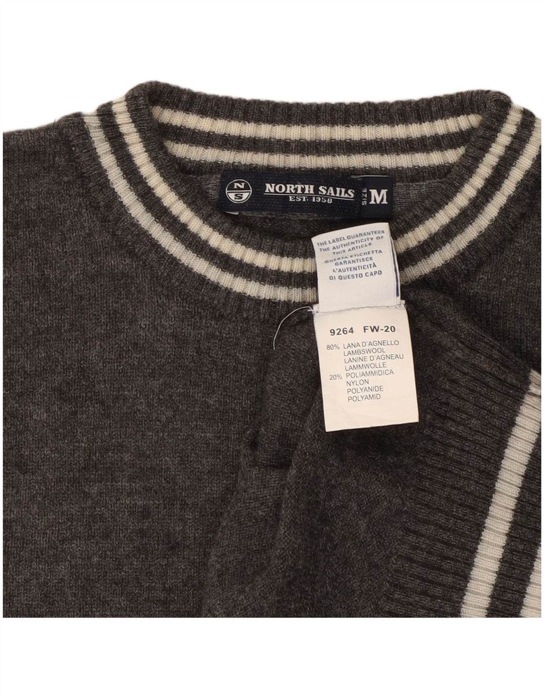NORTH SAILS Pull à col rond pour femme UK 14 Laine gris moyen