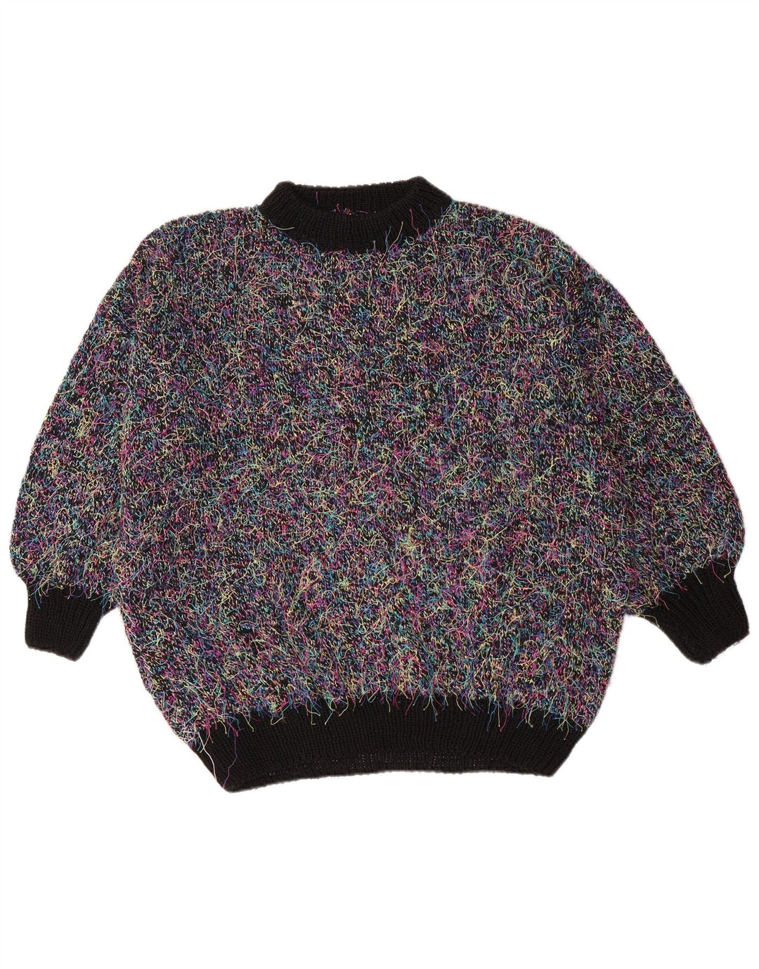 vintage Femmes Surdimensionné Turtle Neck Jumper Pull UK 18 XL Multicolore