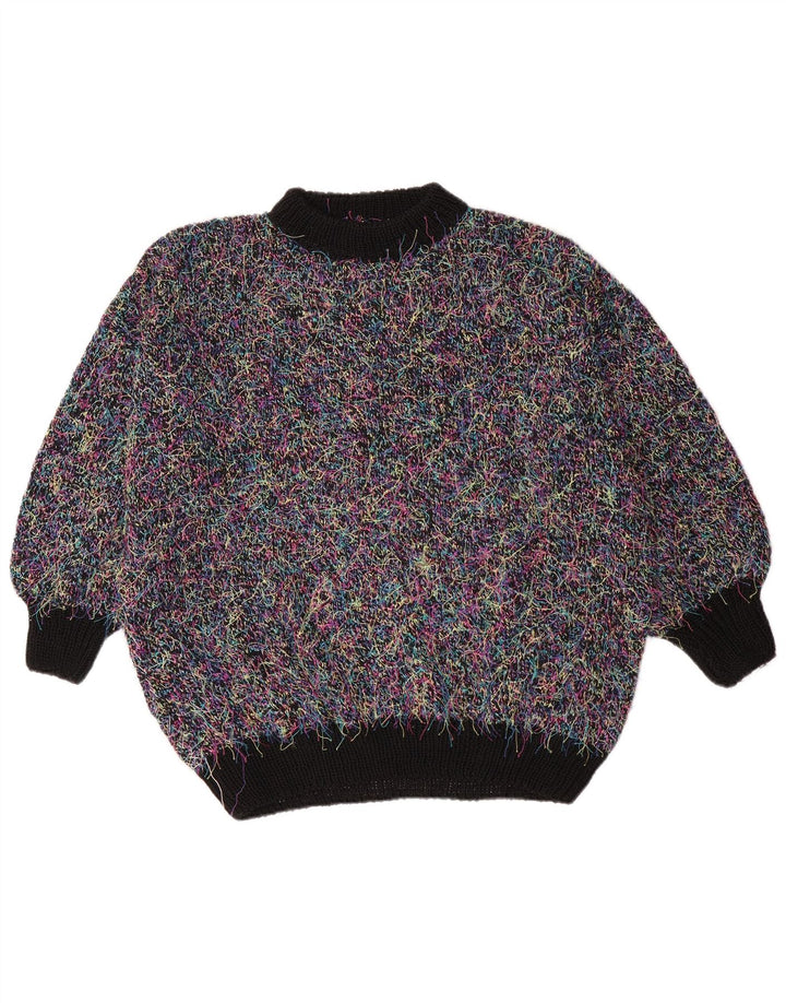 vintage Femmes Surdimensionné Turtle Neck Jumper Pull UK 18 XL Multicolore