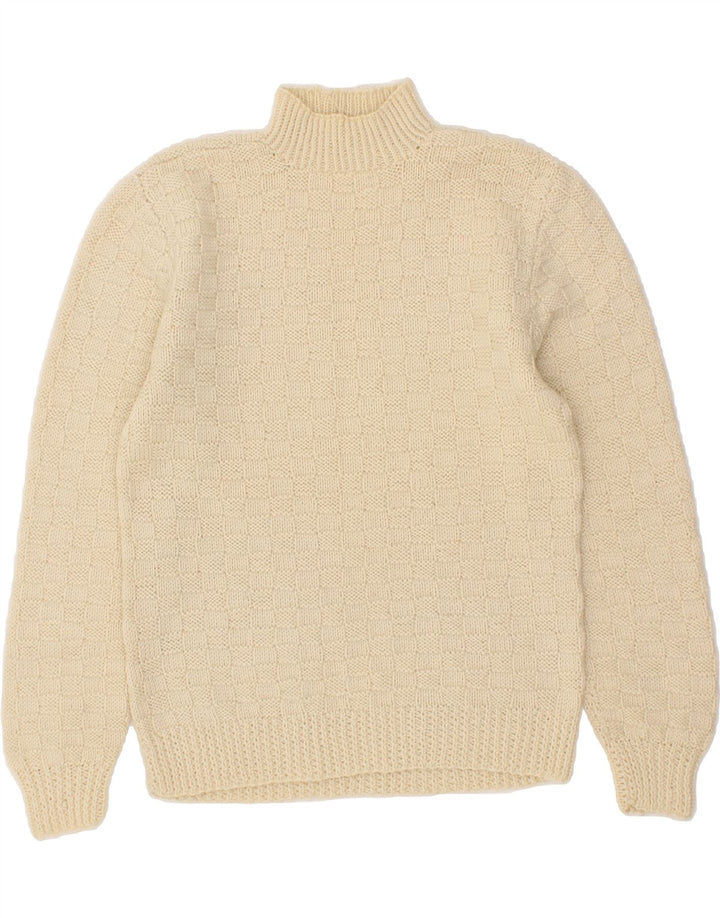 VINTAGE Womens Turtle Neck Jumper Sweater UK 12 Medium Beige Vintage Vintage and Second-Hand Vintage from Messina Hembry 